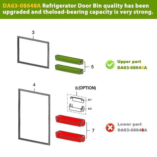 Alt view image 4 of 7 - DA63-08648A Refrigerator freezer Door Shelf Compatible with samsung RT21M6213SR, RT21M6215SR, etc, Part Number: AP6241331,PS12082573, EAP12082573