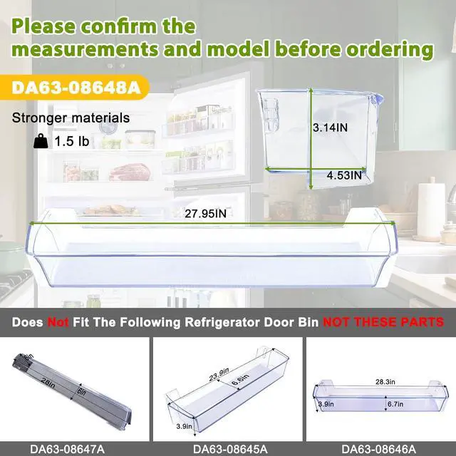 Alt view image 3 of 7 - DA63-08648A Refrigerator freezer Door Shelf Compatible with samsung RT21M6213SR, RT21M6215SR, etc, Part Number: AP6241331,PS12082573, EAP12082573