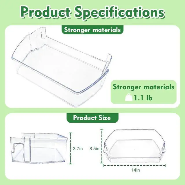 Alt view image 4 of 7 - MAN63948504 Door Shelf Bin, Bin Basket Shelf Compatible with l-g LFXC22526D, LMXS28626D, LFCS27596S, etc, Part Number: 4976934, AP7176180, PS16662677, EAP16662677