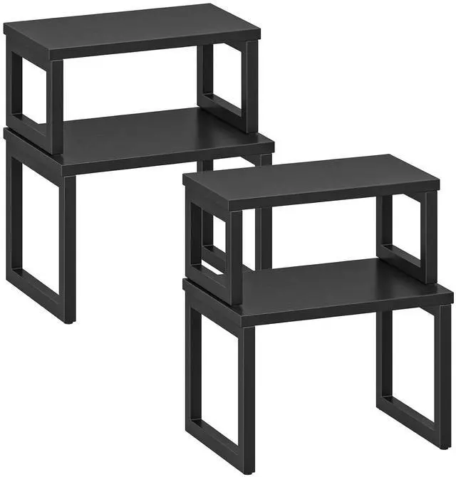 Main image of Cabinet Organizer Shelf, Set of 4 Kitchen Counter Shelves, Expandable Kitchen Storage, Stackable Spice Rack, for Kitchen, Countertop, Office Desk, Living Room, Black BK20TLP201