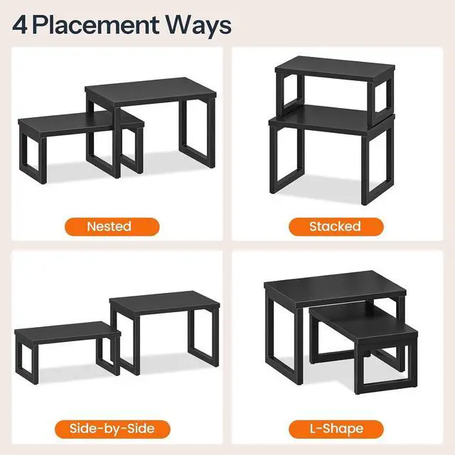 Alt view image 7 of 7 - Cabinet Organizer Shelf, Set of 4 Kitchen Counter Shelves, Expandable Kitchen Storage, Stackable Spice Rack, for Kitchen, Countertop, Office Desk, Living Room, Black BK20TLP201