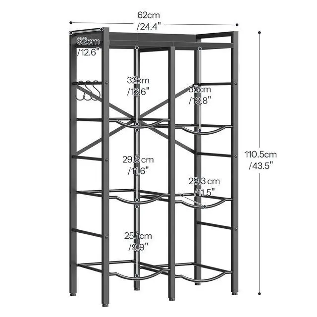 Alt view image 4 of 7 - 5 Gallon Water Jug Holder 6 Bottles, Water Jug Rack, 3 Tier Water Bottle Holder with X-Shape Reinforcement, for Kitchen, Living Room, Office, Black BB03ST01