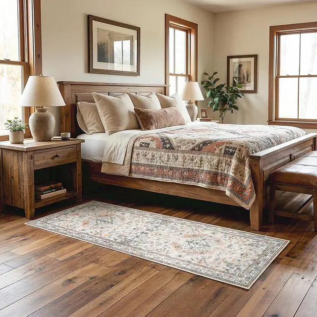 Alt view image 5 of 7 - 2 x 6 Runner Rugs Washable, Area Rugs for Hallway Kitchen Bedroom Beside Laundry Bathroom Rug, Non-Slip Backing Stain Resistant Carpet, Pet Friendly Low Pile Soft Rug, Vintage Beige EF02AR01