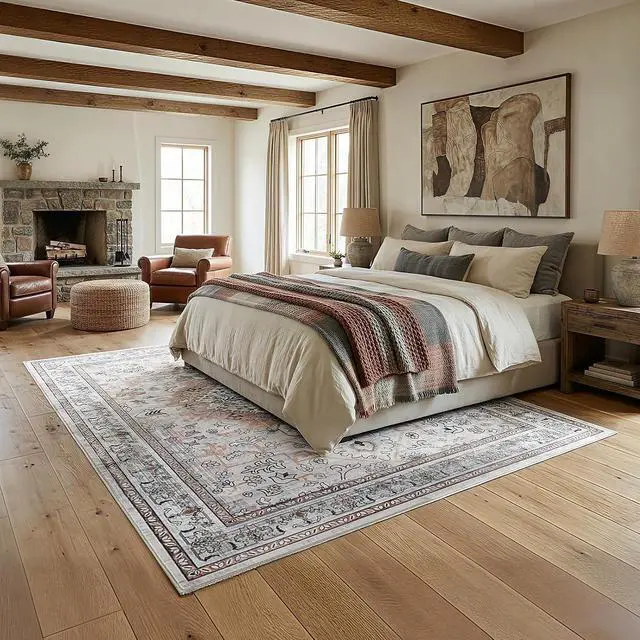 Alt view image 7 of 7 - Washable Rug 6 x 9 Area Rugs for Living Room, Non-Slip Stain Resistant Rug, Low Pile Soft Rug Indoor Large Carpets Pet Friendly Mat, for Bedroom Kitchen Dining Room, Vintage Beige EF04AR01
