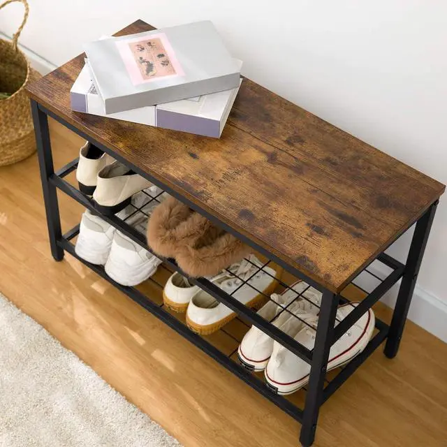 Alt view image 7 of 7 - Hall Tree with Bench, Coat Rack Shoe Bench Set, Entryway Shoe Rack with Coat Hooks, Hall Tree Coat Rack, Mud Room, Industrial, for Foyer, Front Door, Rustic Brown BF07MT01