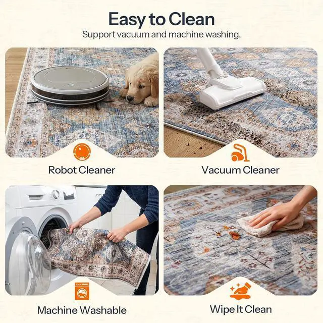 Alt view image 7 of 7 - 2 x 3 Area Rugs Washable, Small Rugs for Entryway Kitchen Bathroom Mat Indoor Low Pile Soft Rug, Non-Slip Backing Stain Resistant Carpets, Pet Friendly Machine Washable, Light Blue BU01AR01