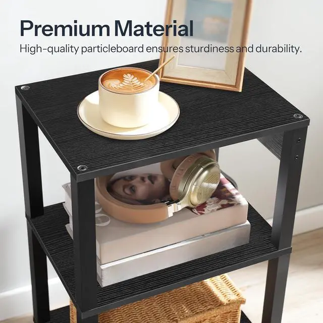 Alt view image 5 of 7 - 3-Tier Printer Stand with Charging Station, Under Desk Printer Table, Printer Cart with Storage Shelves, Shelf for Small Spaces, for Home Office, Black BK63UPS01