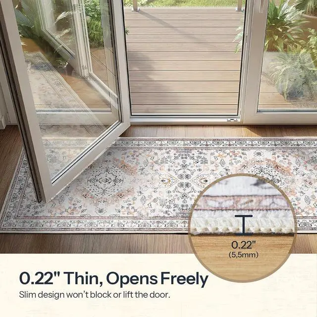 Alt view image 6 of 7 - 2 x 6 Runner Rugs Washable, Area Rugs for Hallway Kitchen Bedroom Beside Laundry Bathroom Rug, Non-Slip Backing Stain Resistant Carpet, Pet Friendly Low Pile Soft Rug, Vintage Beige EF02AR01