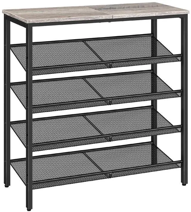 Main image of Shoe Rack for Entryway, 5-Tier Shoe Organizer with Adjustable Mesh Shelves, 16-20 Pairs of Shoes, Spacious Floor Mount, Metal, Industrial, Shoe Shelf for Closet, Greige BG12XJ01