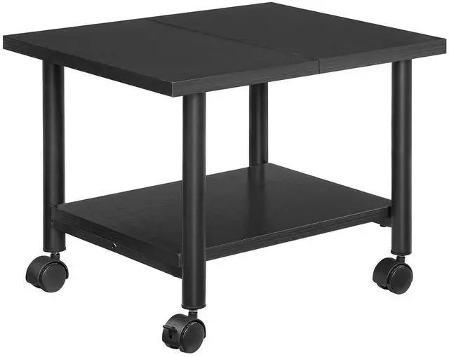 Main image of Printer Stand, 2-Tier Industrial Under Desk Printer Cart with Shelf, Mobile Heavy Duty Storage Rack on Wheels for Home, Office, Black BB02PS01G1