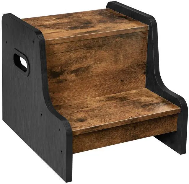 Main image of Step Stool for Kids, Two Step Toddler's Stool, Kids Potty Training Stool with Handles, Non-Slip Pads for Safety, Easy to Move, for Sink, Bathroom, Bedroom, Rustic Brown BF01JD01G3