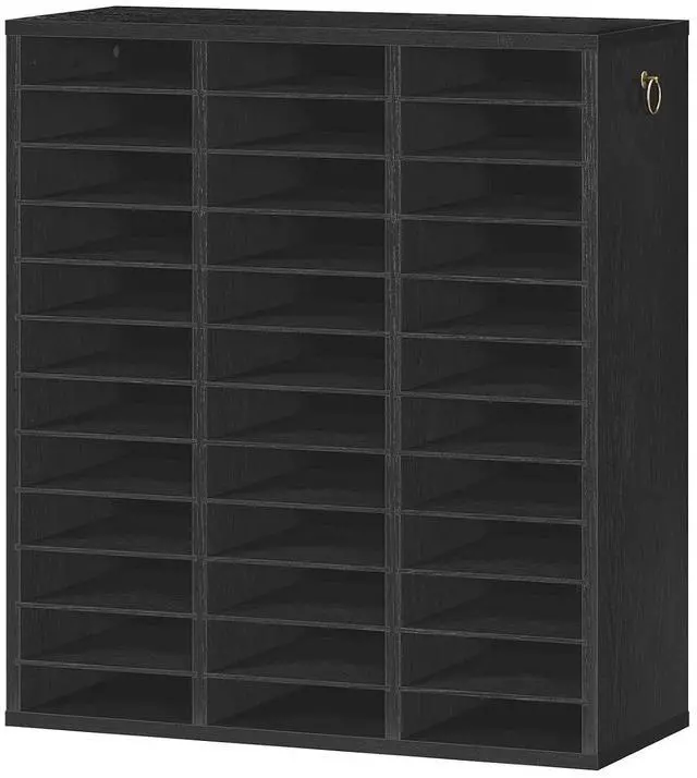 Main image of Literature Organizer, 36 Compartments Wooden Mail Organizer, Countertop Literature Sorter with Adjustable Shelves for Home, Office, School, Student Mailbox for Classroom, Black BK123WF01