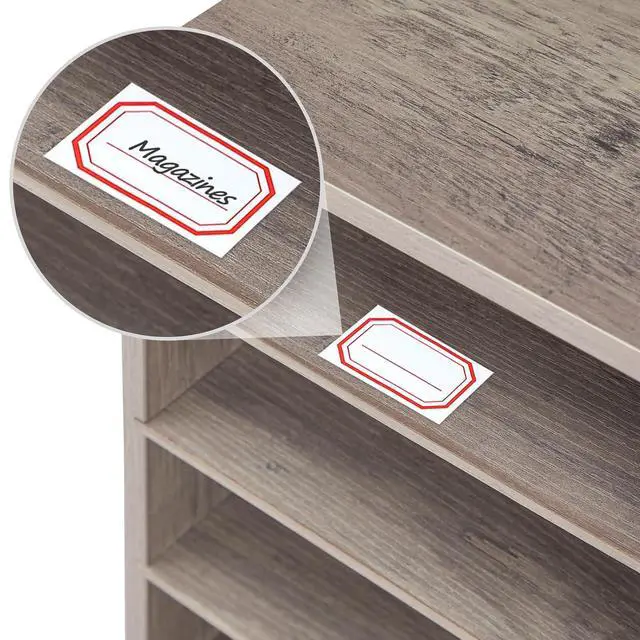 Alt view image 7 of 7 - Literature Organizer, 27 Compartments Wooden Mail Organizer, Countertop Literature Sorter with Adjustable Shelves for Home, Office, School, Student Mailbox for Classroom, Greige BG27WF01