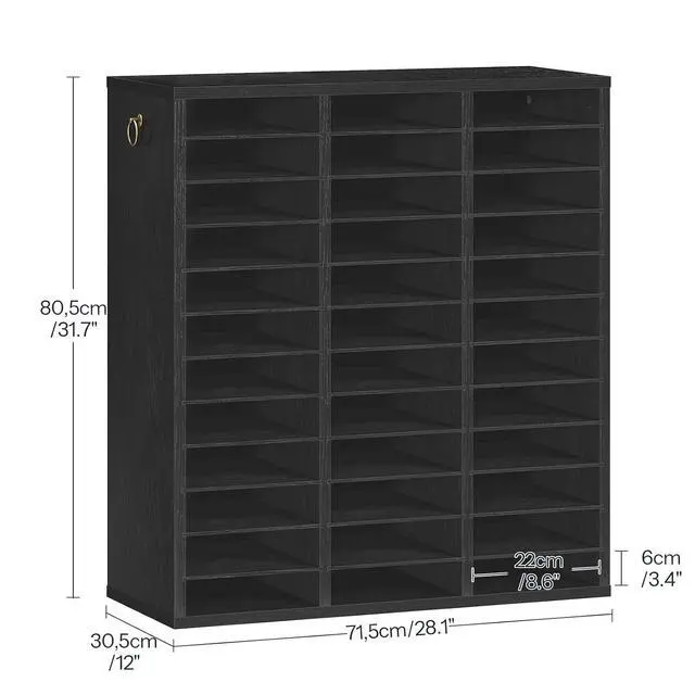 Alt view image 3 of 7 - Literature Organizer, 36 Compartments Wooden Mail Organizer, Countertop Literature Sorter with Adjustable Shelves for Home, Office, School, Student Mailbox for Classroom, Black BK123WF01