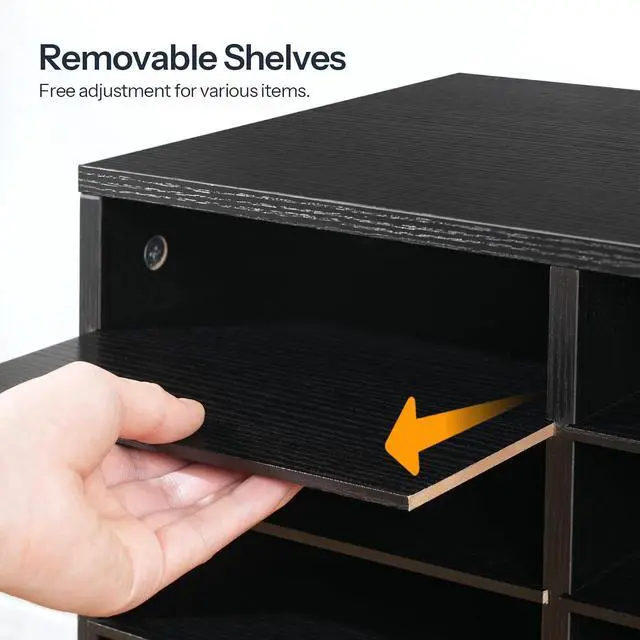 Alt view image 6 of 7 - Literature Organizer, 36 Compartments Wooden Mail Organizer, Countertop Literature Sorter with Adjustable Shelves for Home, Office, School, Student Mailbox for Classroom, Black BK123WF01