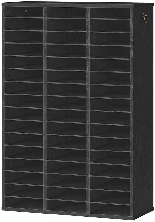 Main image of Literature Organizer, 48 Compartments Wooden Mail Organizer, Countertop Literature Sorter with Adjustable Shelves for Home, Office, School, Student Mailbox for Classroom, Black BK163WF01