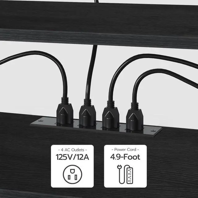 Alt view image 6 of 7 - TV Stand with Power Outlets to 75 Inches, TV Console Table with Open Storage Shelves Cabinet, Industrial Media Entertainment Center for Living Room Bedroom, Black BB60DS01