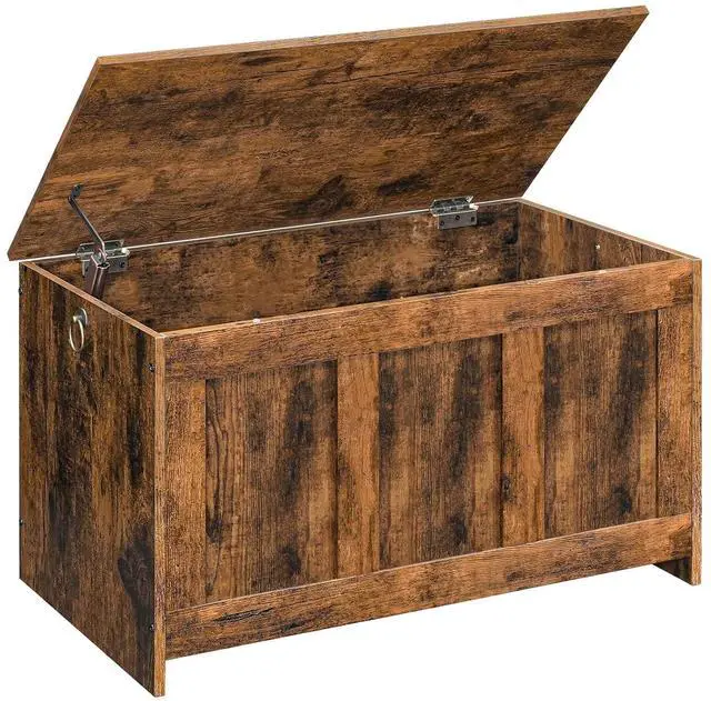 Main image of Storage Bench, 29.5" Retro Wooden Storage Chest, Wooden Storage Trunk, Toy Chest with Lift Top, Multifunctional Entryway Organizer, for Entryway, Living Room, Rustic Brown FG751CW01