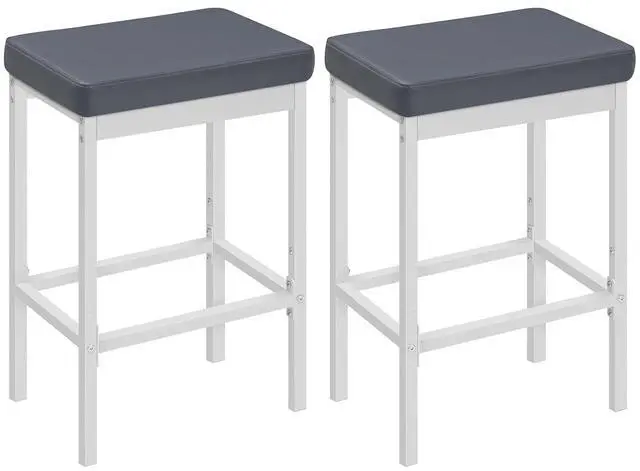 Main image of Bar Stools, 24.8-Inch Height Stools, Breakfast Bar Stools, Kitchen Bar Chairs, 2" Thick Upholstery, for Kitchen, Dining Room, Cafe, Bar Counter, White and Gray WG21BY01