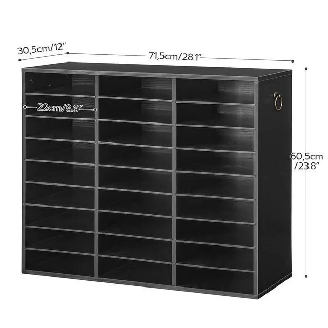 Alt view image 3 of 7 - Literature Organizer, 27 Compartments Wooden Mail Organizer, Countertop Literature Sorter with Adjustable Shelves for Home, Office, School, Student Mailbox for Classroom, Black BK27WF01