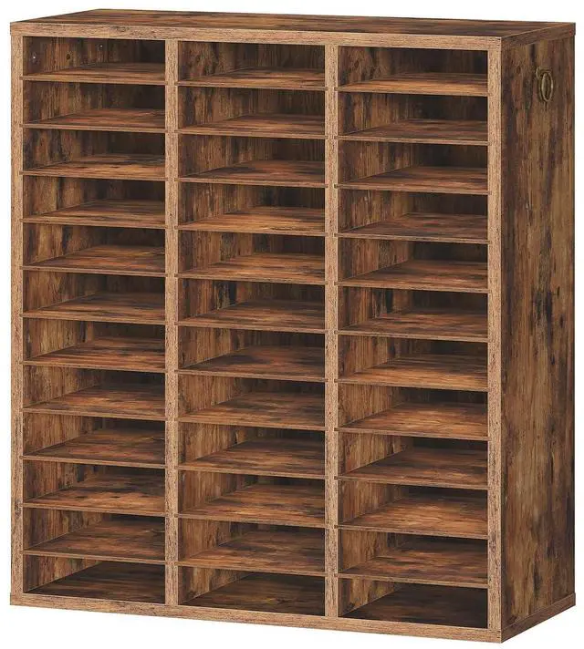 Main image of Literature Organizer, 36Compartments Wooden Mail Organizer, Countertop Literature Sorter with Adjustable Shelves for Home, Office, School, Student Mailbox for Classroom, Rustic Brown FG123WF01