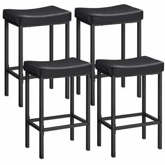 Main image of Bar Stools,Set of 4 Bar Chairs, Counter Height Stools, Saddle Barstools, Set of 4 Kitchen Stools, 24.8 Inches Barstools, 2.4" Thick Upholstery, for Kitchen, Dining Room, Black BB10BYP401