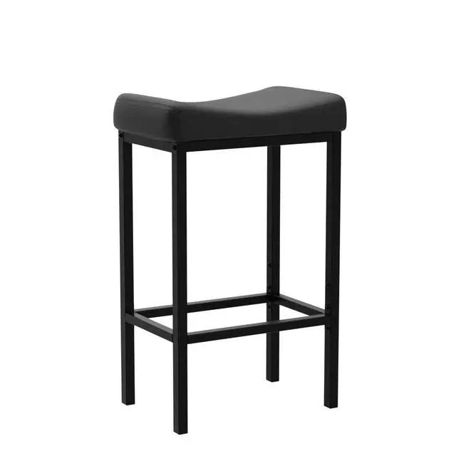 Alt view image 5 of 7 - Bar Stools, Set of 2 Bar Chairs, Counter Height Stools, Saddle Barstools with Curved Surface, 24.8 Inches, 2.4" Thick Upholstery, for Kitchen, Dining Room, Cafe Black BB10BY01