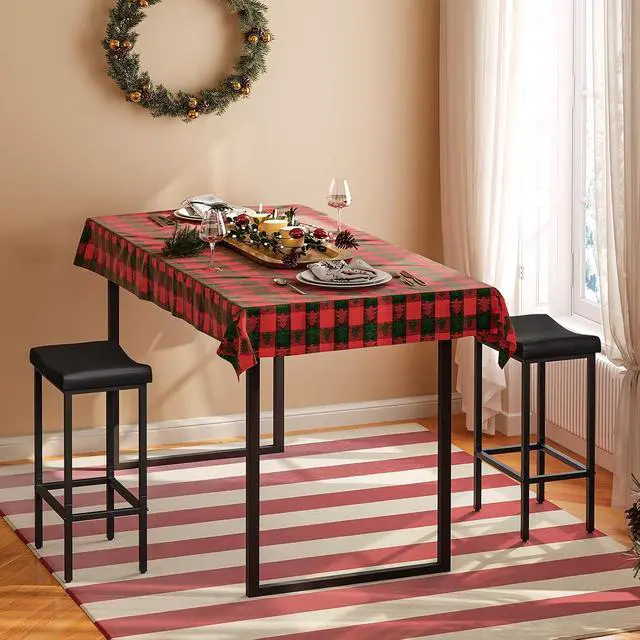 Alt view image 6 of 7 - Bar Stools, Set of 2 Bar Chairs, Counter Height Stools, Saddle Barstools with Curved Surface, 24.8 Inches, 2.4" Thick Upholstery, for Kitchen, Dining Room, Cafe Black BB10BY01