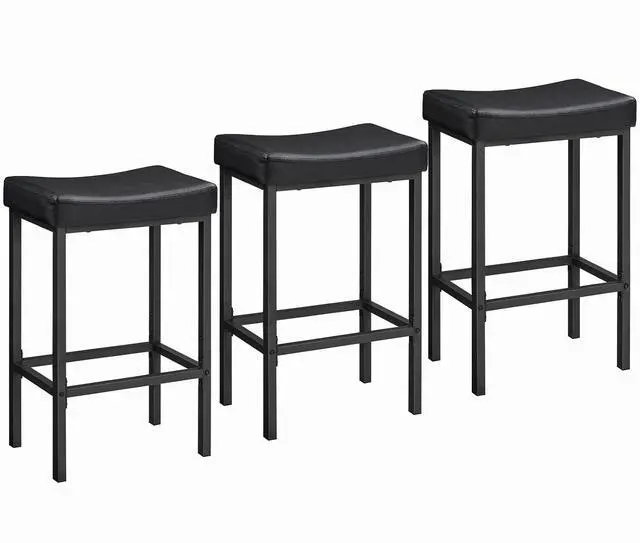 Main image of Bar Stools,Set of 3 Bar Chairs, Counter Height Bar Stools, Saddle Stools, Set of 3 Kitchen Stools, 24.8" Barstools, 2.4" Thick Upholstery, for Kitchen, Dining Room, Cafe, Black BB10BYP301