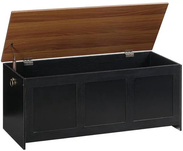Main image of Storage Bench, 43.3" Retro Wooden Storage Chest, Wooden Storage Trunk, Toy Chest with Lift Top, Multifunctional Entryway Organizer, for Entryway, Living Room, Black and Walnut BH411CW01