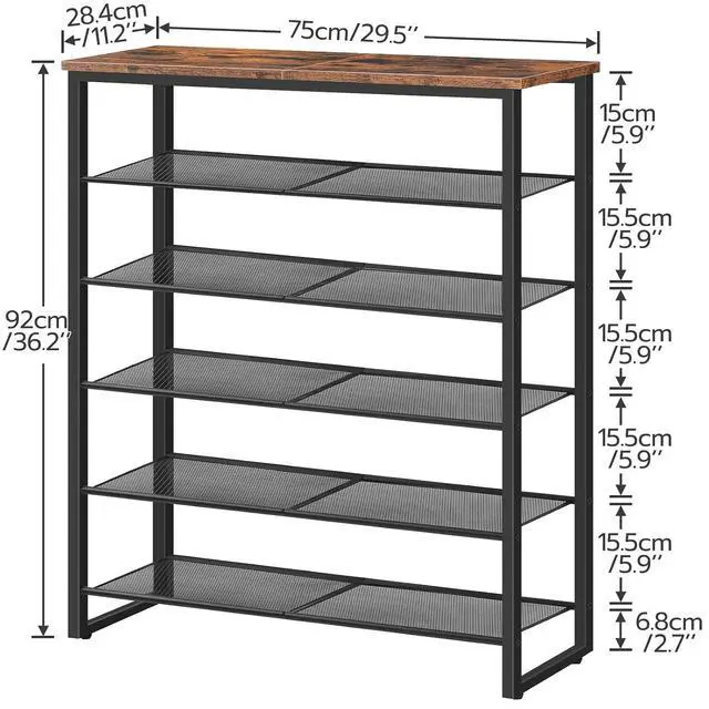 Alt view image 3 of 7 - Shoe Rack, 6-Tier Shoe Organizer, for 18-24 Pairs of Shoes, Large Capacity Shoe Storage Shelf, Durable and Stable, for Entryway, Closet, Hallway, Dorm Room, Industrial, Rustic Brown BF67XJ01G1