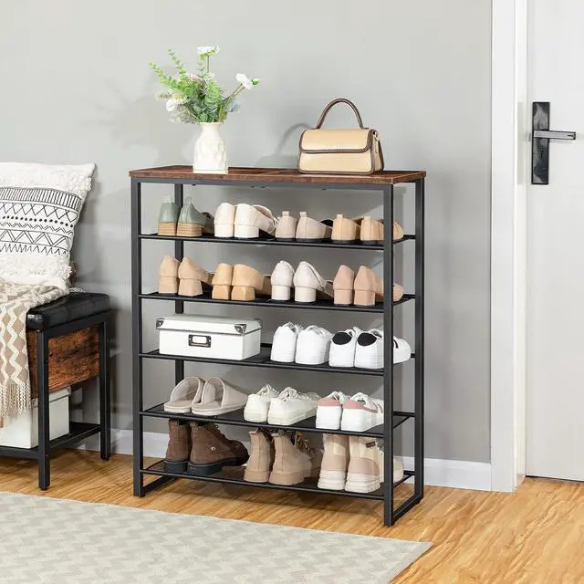Alt view image 5 of 7 - Shoe Rack, 6-Tier Shoe Organizer, for 18-24 Pairs of Shoes, Large Capacity Shoe Storage Shelf, Durable and Stable, for Entryway, Closet, Hallway, Dorm Room, Industrial, Rustic Brown BF67XJ01G1