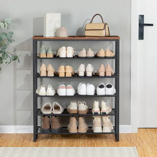 Alt view image 7 of 7 - Shoe Rack, 6-Tier Shoe Organizer, for 18-24 Pairs of Shoes, Large Capacity Shoe Storage Shelf, Durable and Stable, for Entryway, Closet, Hallway, Dorm Room, Industrial, Rustic Brown BF67XJ01G1