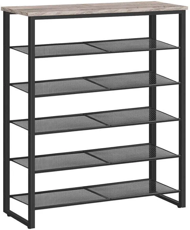 Main image of Shoe Rack, 6-Tier Shoe Organizer, for 18-24 Pairs of Shoes, Large Capacity Shoe Storage Shelf, for Entryway, Closet, Hallway, Dorm Room, Industrial, Greige and Black BG67XJ01G1