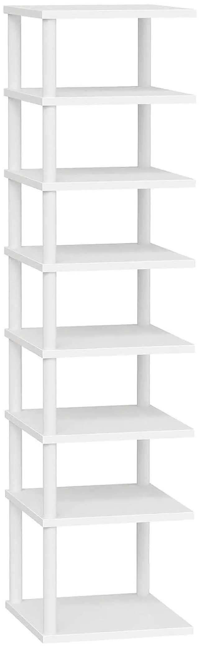 Main image of Vertical Shoe Rack, 8-Tier Narrow Shoe Shelf, Shoe Storage Organizer for Small Space, 11" L x 11" W x 53" H, Closet, Entryway, Hallway, Bedroom, White WW22XJ01