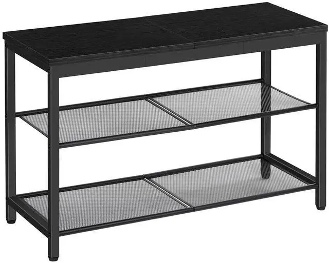 Main image of Shoe Bench, 3-Tier Shoe Rack, Industrial Shoe Organizer Storage Bench, 29.5 inches Entry Bench with Mesh Shelves, for Entryway, Living Room, Hallway, Easy Assembly, Black BB75HX01