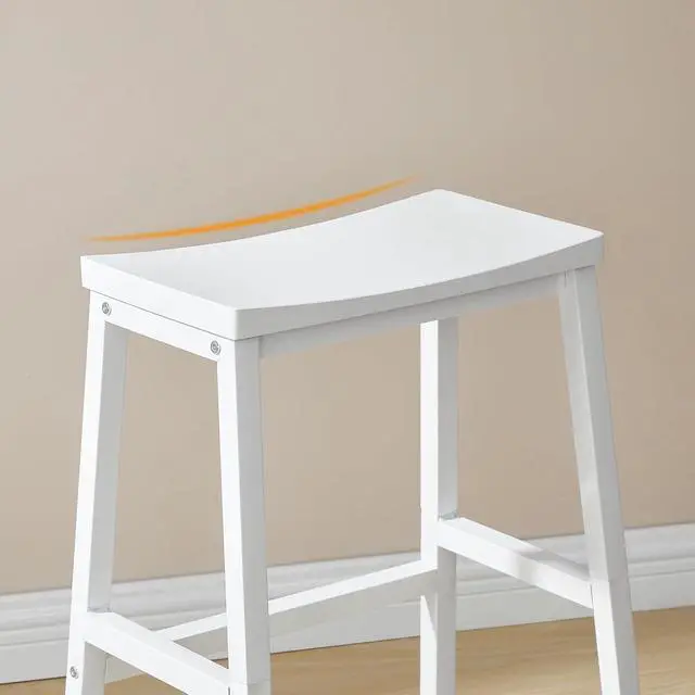 Alt view image 7 of 7 - Bar Stools, Set of 2 Bar Chairs, 23.6 Inch Saddle Stools, Kitchen Counter Seat with Footrests, Industrial Barstools for Dining Room, Kitchen, Counter, Bar, White WW02MD01