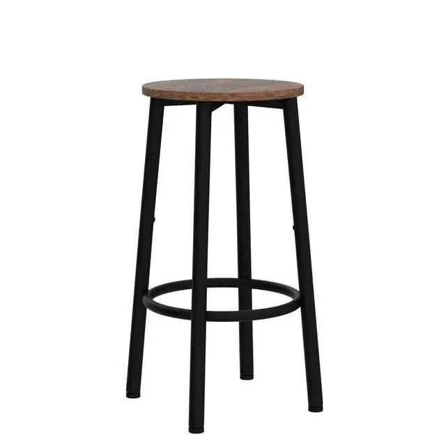 Alt view image 4 of 7 - Bar Stools, Set of 2 Bar Chairs, Kitchen Round Height Stools with Footrest, Breakfast Bar Stools, Sturdy Steel Frame, for Dining Room, Kitchen, Party, Easy Assembly, Rustic Brown BF03BY01