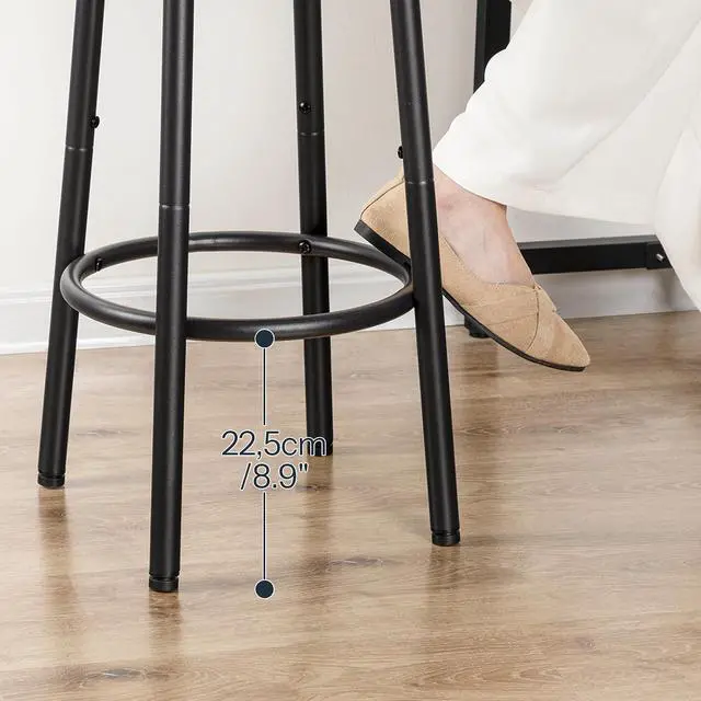 Alt view image 7 of 7 - Bar Stools, Set of 4 Bar Chairs, Kitchen Round Height Stools with Footrest, Breakfast Bar Stools, Sturdy Steel Frame, for Dining Room, Kitchen, Party, Easy Assembly, Rustic Brown BF03BYP401N1