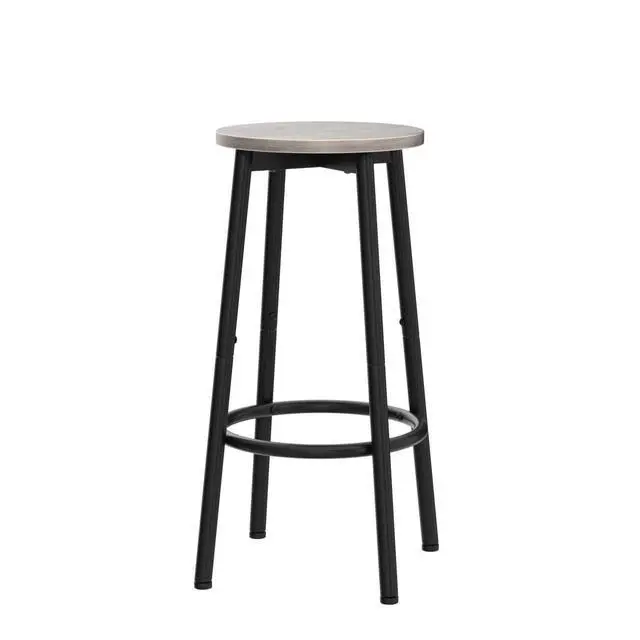 Alt view image 5 of 7 - Bar Stools, Set of 2 Bar Chairs, Kitchen Round Height Stools with Footrest, Breakfast Barstools, Sturdy Steel Frame, for Dining Room, Kitchen, Party, Easy Assembly, Greige BG03BY01