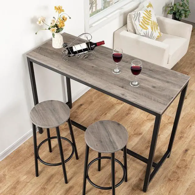Alt view image 2 of 7 - Bar Stools, Set of 2 Bar Chairs, Kitchen Round Height Stools with Footrest, Breakfast Barstools, Sturdy Steel Frame, for Dining Room, Kitchen, Party, Easy Assembly, Greige BG03BY01