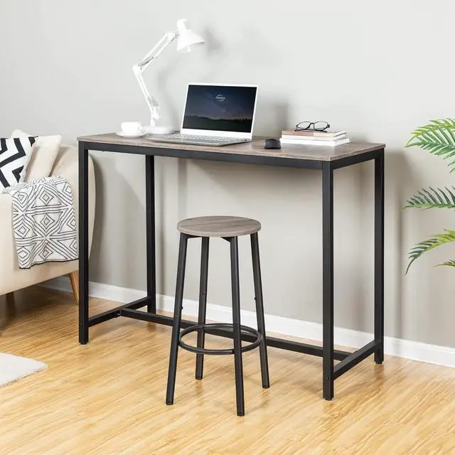 Alt view image 6 of 7 - Bar Stools, Set of 2 Bar Chairs, Kitchen Round Height Stools with Footrest, Breakfast Barstools, Sturdy Steel Frame, for Dining Room, Kitchen, Party, Easy Assembly, Greige BG03BY01