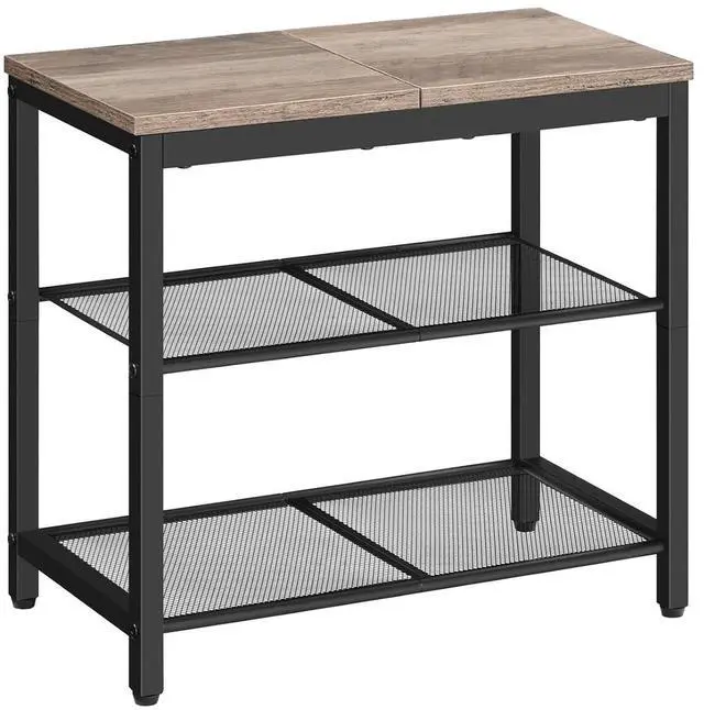 Main image of Shoe Bench, 3-Tier Shoe Rack, Industrial Shoe Organizer Storage Bench, 19.7 inches Entry Bench with Mesh Shelves, for Entryway, Living Room, Hallway, Easy Assembly, Greige BG50HX01
