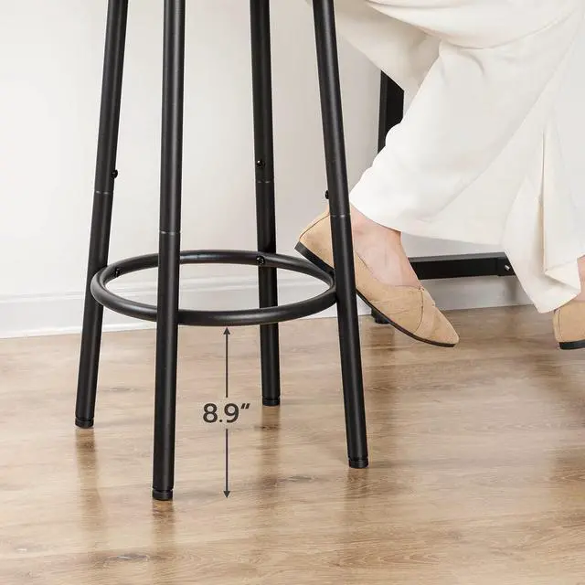 Alt view image 7 of 7 - Bar Stools, Set of 2 Bar Chairs, Kitchen Round Height Stools with Footrest, Breakfast Barstools, Sturdy Steel Frame, for Dining Room, Kitchen, Party, Easy Assembly, Greige BG03BY01