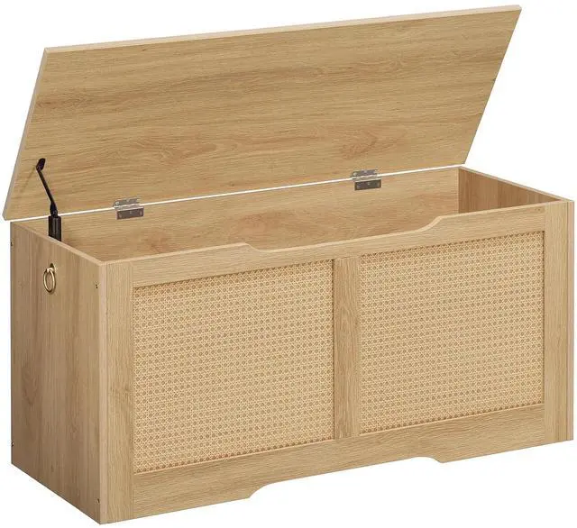 Main image of Storage Bench, 39.3" Toy Box, Rattan-Like Storage Chest, Sturdy Entryway Bench Supports 220 lb, Toy Chest, Safety Hinge, U-Shaped Opening, Easy Assembly, Natural NL11CW01