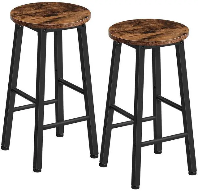 Main image of Bar Stools, Barstools Set of 2,Counter Height Barstools, 24.8" Bar Stools for Kitchen Island, Industrial Bar Chairs, for Dining Room, Kitchen, Bar, Rustic Brown and Black BF07BY01G1