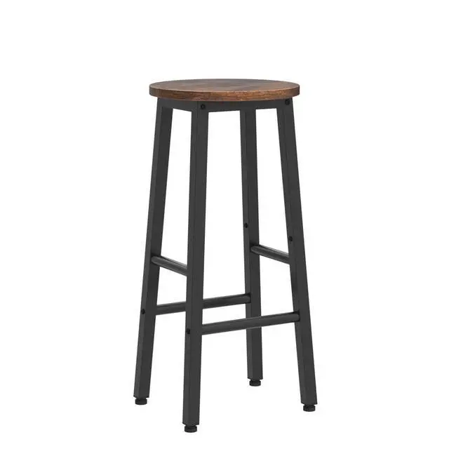 Alt view image 4 of 7 - Bar Stools, Barstools Set of 2,Counter Height Barstools, 24.8" Bar Stools for Kitchen Island, Industrial Bar Chairs, for Dining Room, Kitchen, Bar, Rustic Brown and Black BF07BY01G1