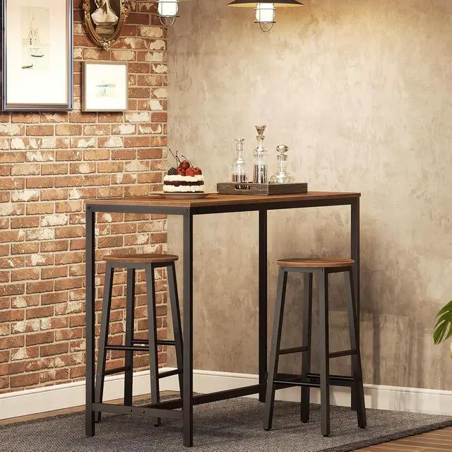 Alt view image 2 of 7 - Bar Stools, Barstools Set of 2,Counter Height Barstools, 24.8" Bar Stools for Kitchen Island, Industrial Bar Chairs, for Dining Room, Kitchen, Bar, Rustic Brown and Black BF07BY01G1
