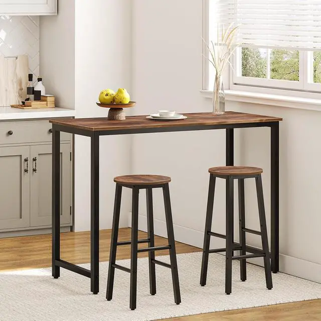 Alt view image 5 of 7 - Bar Stools, Barstools Set of 2,Counter Height Barstools, 24.8" Bar Stools for Kitchen Island, Industrial Bar Chairs, for Dining Room, Kitchen, Bar, Rustic Brown and Black BF07BY01G1