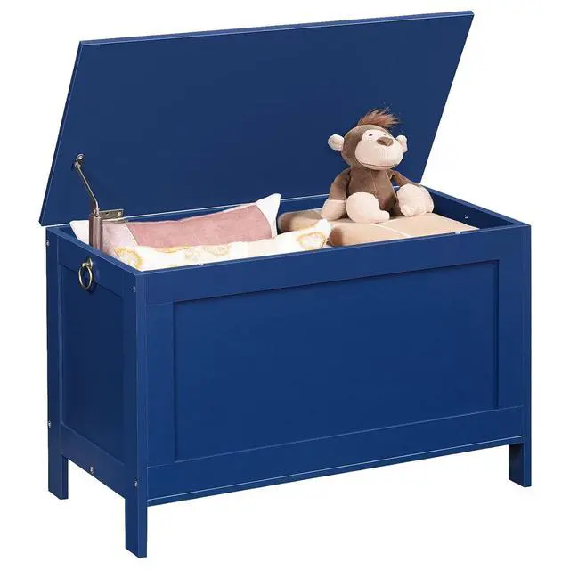 Alt view image 6 of 7 - Toy Box, Retro Wooden Look Storage Chest with Safety Hinge, Entryway Storage Bench Supports 220 lb, 29.9 x 15.7 x 18.9 Inches Toy Chest Organizer, Easy Assembly (Blue) BU75CW01G1